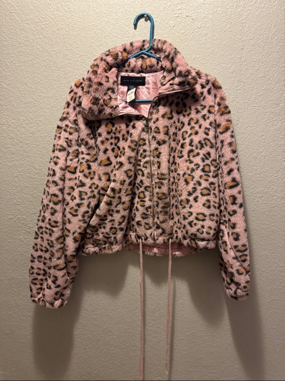 Pink Leopard Faux Fur Teddy Zip-Up Jacket